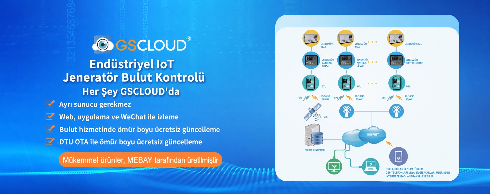 MEBAY GSCLOUD jeneratör bulut kontrol sistemi Türkçe tanıtımı